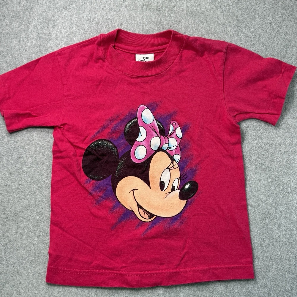Disney Store Minnie Mouse Single Stitch‎ T-Shirt Kids Small Pink Vintage